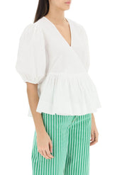 PEPLUM TOP WITH PUFF SLEEVES